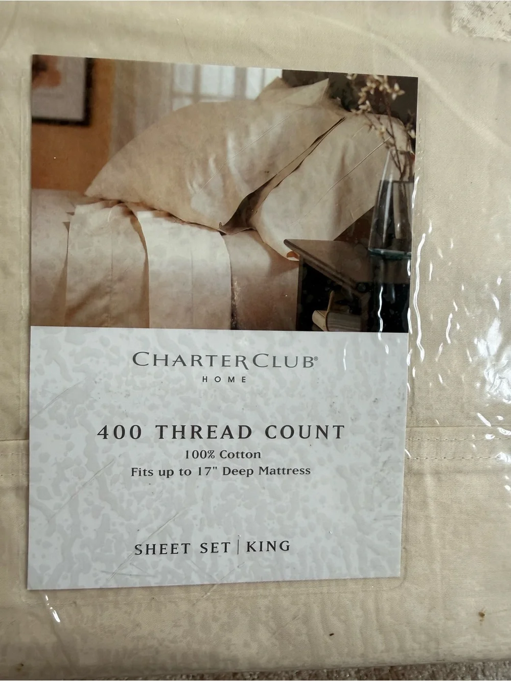 Charter Club King 400-Thread Cotton Sheet Set in Ivory